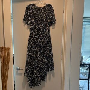 Astr Asymmetrical Dress in Blue and White Floral
